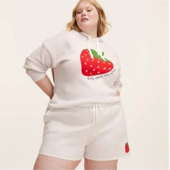 Kate Spade x Target Strawberry Knit Lounge Shorts NWT 1X Women's Pink Cream - Picture 8 of 16